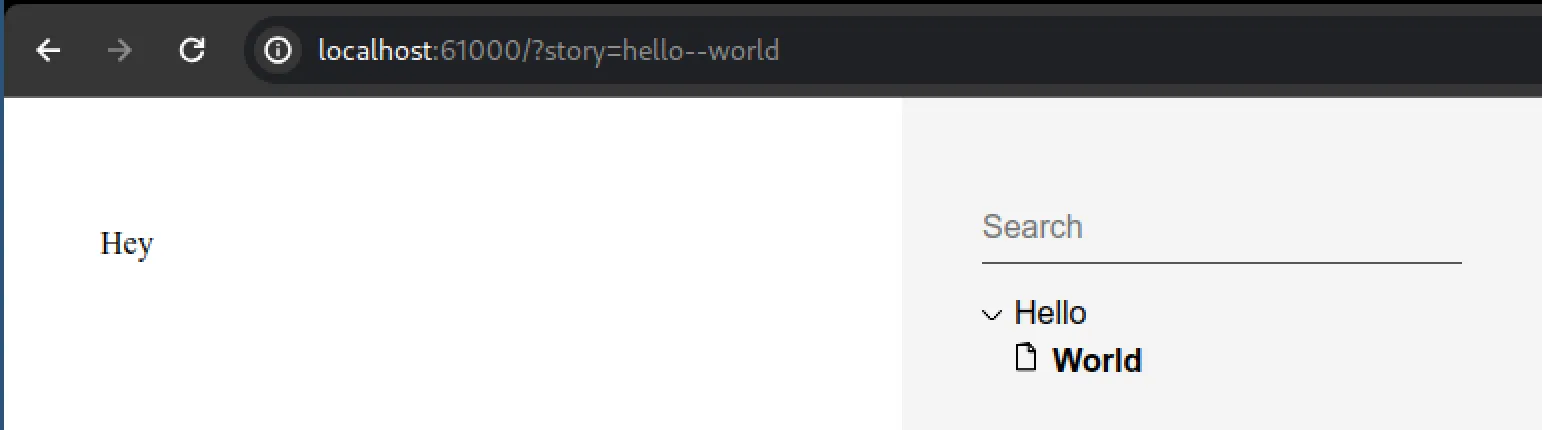 Screenshot of the hello world example story